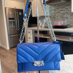 COPY - Michael Kors Cece Chevron Sapphire Leather Shoulder Bag